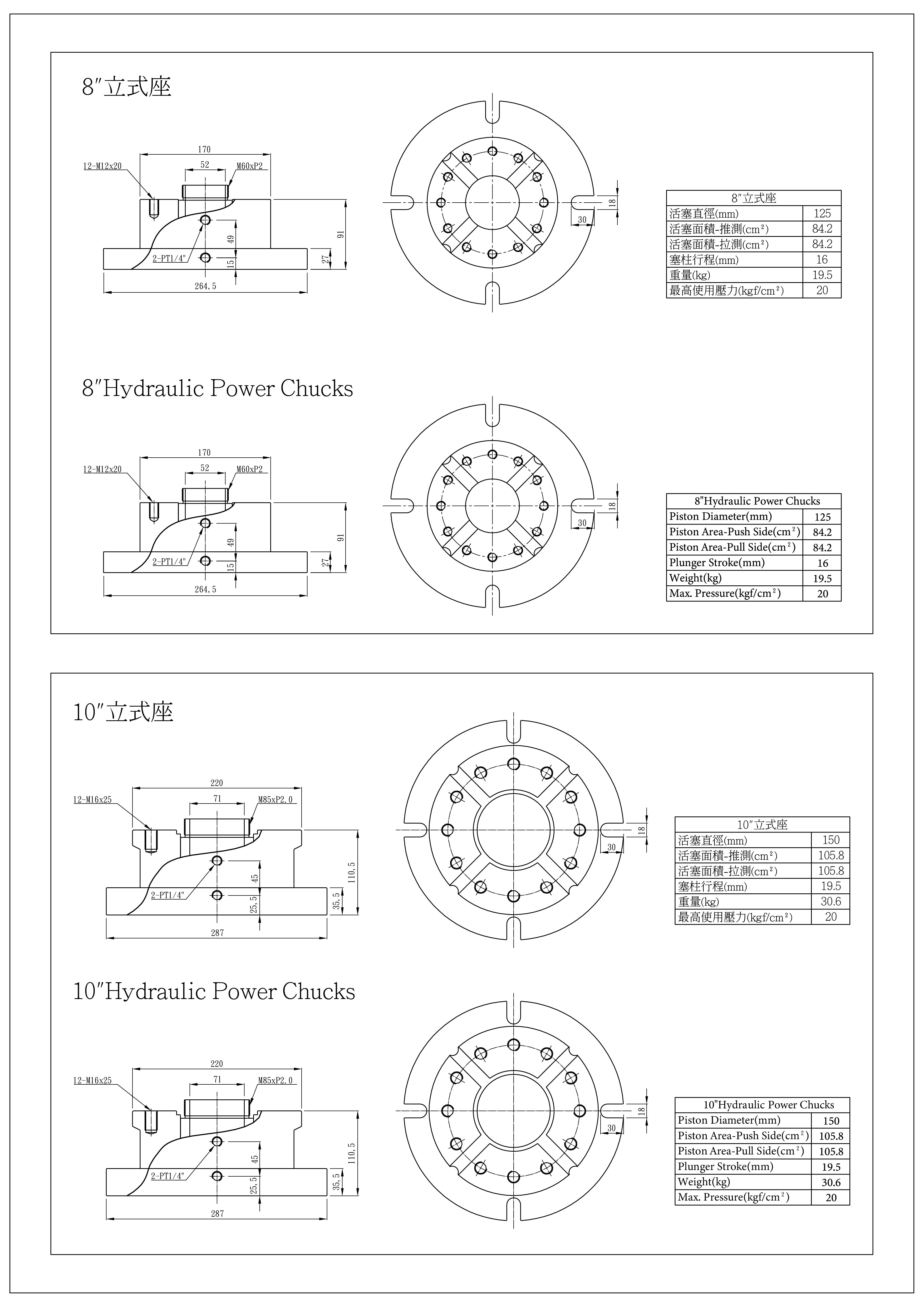 Hydraulic Power Chucks / Power Chucks / Chucks